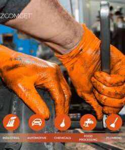 GLOVEWORKS HD Orange Nitrile Disposable Gloves, 8 Mil, Latex and Powder Free, Industrial, Food Safe, Raised Diamond Texture, X-Large, Case of 1000 X-Large (Pack of 1000) 12 911mG3haUTL