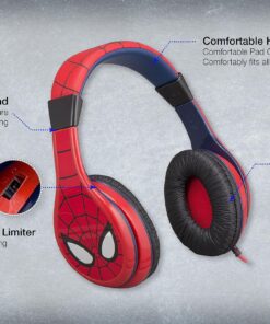 eKids Spiderman Kids Headphones, Adjustable Headband, Stereo Sound, 3.5Mm Jack, Wired, Tangle-Free, Volume Control, Childrens Headphones Over Ear for School Home, Travel 19 911nQIxCXXL