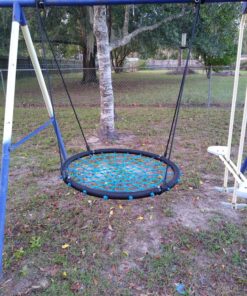 HYCLAT Saucer Tree Swing - 40”Spider Web Tree Swing Net Swing Platform Rope Round Swing 70" Detachable Nylon Rope Swivel, Max 600 Lbs Capacity, Extra Safe and Durable for Kids 25 911ntpuFKiL