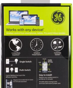 GE Z-Wave Wireless Smart Lighting Control Light Switch, Toggle Style, On/Off, In-Wall, White, Repeater & Range Extender, Zwave Hub Required- Works with SmartThings Wink and Alexa, 12727 13 9123VmVjqL