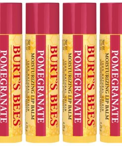 Burt's Bees Lip Balm Stocking Stuffers, Moisturizing Lip Care Christmas Gifts, Original Beeswax with Vitamin E & Peppermint Oil, All Natural (4-Pack) Pomegranate 4 Count (Pack of 1) 38 9126vxSTu7L