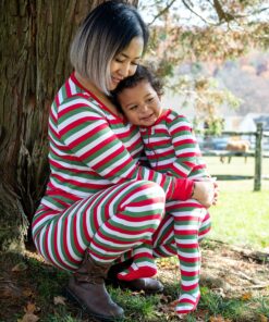 Leveret Kids Pajamas Baby Boys Girls Footed Pajamas Sleeper 100% Cotton (Size 6-12 Months-5 Toddler) Red White & Green 6 9129OR PXcL