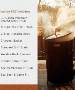 Pit Barrel Cooker Classic Package - 18.5 Inch Drum Smoker | Porcelain Coated Steel BBQ Grill | Includes 8 Hooks, 2 Hanging Rods, Grill Grate and More 51 912KvE3f38L