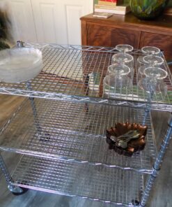 Seville Classics UltraDurable NSF Commercial Heavy Duty Metal Rolling Utility Cart, w/ Steel Shelves, Handle Bar for Restaurant, Garage, Warehouse, Kitchen, Office, Top Shelf (36"W x 18"D) Chrome Top Shelf (36"W x 18"D) 44 912O7TPqJeL