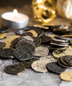 Beverly Oaks Metal Pirate Coins - Gold and Silver Spanish Doubloon Replicas - Fantasy Metal Coin Pirate Treasure (100) 100 41 912Rod1Px2L 1