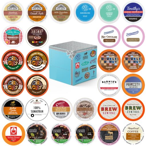 Variety Pack of Coffee, Tea, Hot Chocolate and Cappuccino, Sampler of Single Serve Coffee, Tea, Hot Cocoa and Cappuccino Pods for Keurig K Cups Machines, 30 Pack - No Duplicates Mixed Variety Pack 30 Count (Pack of 1)