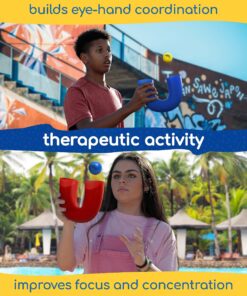 pindaloo Skill Game with 2 Balls- Gifts for Kids and Adults Indoor & Outdoor Games, Teens, Fun Stuff Party,Hand/Eye Coordination and Confidence,Develops Motor & Juggling Skills - Red 10 912TwrS UwL