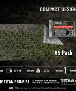 TITAN Survival Two-Sided Emergency Mylar Survival Blankets, 5-Pack (SHROWD® Woodland CAMO) Woodland Camo (52" X 82") 9 912WiVkhC8L