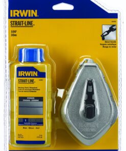 IRWIN Tools STRAIT-LINE 64499 Aluminum Refillable Chalk Line Reel with 4-Ounce Chalk, 100-foot, Blue (64499) 1