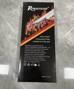 ROMANTICIST 28pc BBQ Accessories Set with Thermometer - The Very Best Grill Gift on Birthday Wedding - Heavy Duty Stainless Steel Grill Set in Case for Outdoor Cooking Camping Grilling Smoking 28PCS SILVER 31 912YiqZx5WL