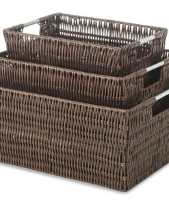 Whitmor Rattique Java Set of 3 Pieces Storage Baskets -Small (8.5"x11.4"x5.5"), Medium (9.8"x13"x6") and Large (11.4"x14.6"x6.5") 24 912ahgdm9LL