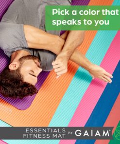 Alternative view of Gaiam Essentials Thick Yoga Mat Fitness & Exercise Mat with Easy-Cinch Yoga Mat Carrier Strap, 72"L x 24"W x 2/5 Inch Thick Teal