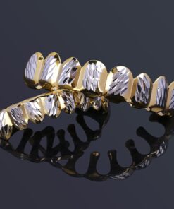 TOPGRILLZ Grills for Your Teeth Hip Hop 8 Teeth Gold Grillz for Men Women Top Bottom Fang 18K Gold Plated Rugged Rapper Costume gold&silver 18 912gABtVxBL