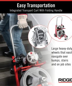 RIDGID 26998 Model K-400 Drain Cleaning 120-Volt Drum Machine Kit with C-45IW 1/2" x 75' Cable, White, Black, Red 20 912tfdEjA9L