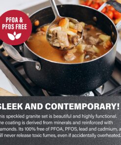 Granitestone Original 10 Piece Nonstick Cookware Set, Scratch-Resistant, Granite-Coated, Dishwasher and Oven-Safe Kitchenware, PFOA-Free Pots and Pans As Seen On TV Black Speckle 21 912zLtXX KL