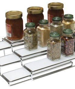 DecoBros Spice Rack 3 Tier Expandable Cabinet Spice Organizer Step Shelf Organizer (31.75~63.50 cm), Chrome 22 9133k9P9C6L