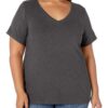 Amazon Essentials Women's Short-Sleeve V-Neck T-Shirt (Available in Plus Size) 1 Charcoal Heather 1X 26 9136ZXRPPDL