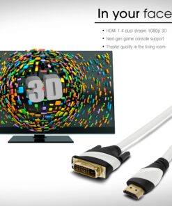 6 Ft HDMI to DVI Cable, GearIT HDMI to DVI 6 FT High Resolution 1080P CL2 Rated High Speed Bi-Directional HDMI to DVI Cable, Black 6 Feet 11 91373k2S7gL