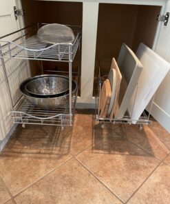 LYNK PROFESSIONAL® Slide Out Cutting Board, Cookie Sheet, and Baking Pan Organizer - Lifetime Limited Warranty - Pull Out Kitchen Cabinet Organizer - 10 inch wide x 21 inch deep - Chrome 32 913G1RTOjyL