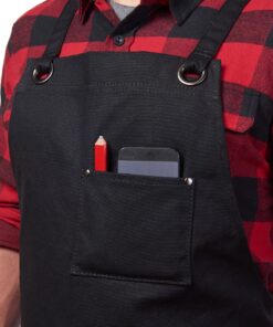 Hudson Durable Goods - Waxed Canvas Apron - Black Apron for Men and Women - With Pockets & Crossback 28 913OkgAQML