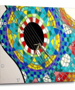 3dRose DPP_60680_1 Photo of Colorful Guitar Made with Mexican Tiles Wall Clock, 10 by 10-Inch 10x10 Wall Clock