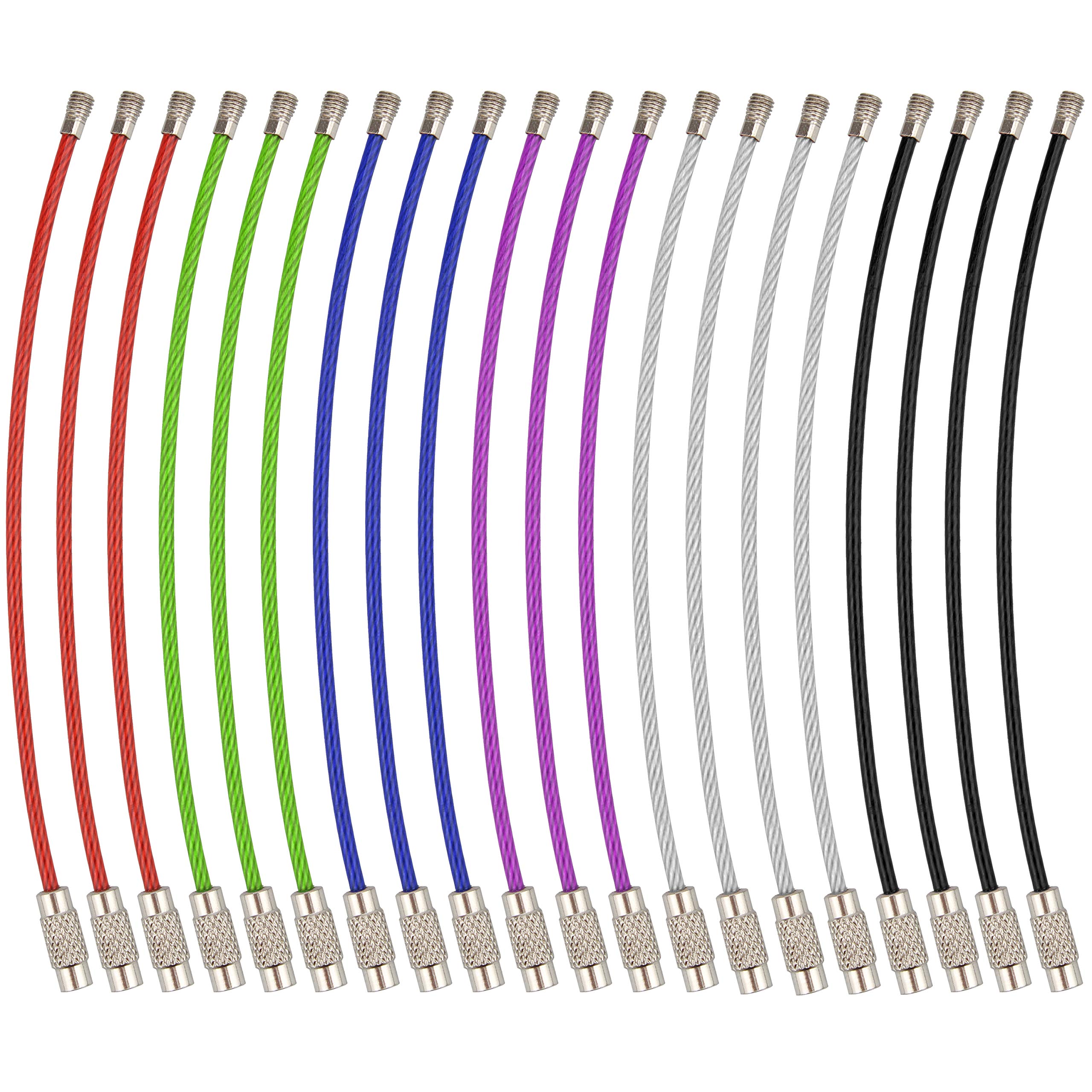 Keychain, Wisdompro 20 Pack of 4.3 Inches Stainless Steel Wire Ring 2mm Cable Loop Rings for Hanging Luggage Tag, Keyrings and ID Tag Keepers (Pack of 20-4.3 inch) 6-color 4.3" 20Pack 1 Keychain, Wisdompro 20 Pack of 4.3 Inches Stainless Steel Wire Ring 2mm Cable Loop Rings for Hanging Luggage Tag, Keyrings and ID Tag Keepers (Pack of 20-4.3 inch) 6-color 4.3" 20Pack