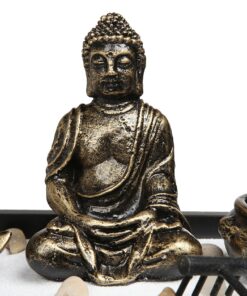 MyGift Desktop Zen Garden Kit with Buddha Statue, Incense Burner, Sand, Rake and Lotus Tea Light Candle Holder 28 913UK8jjutL