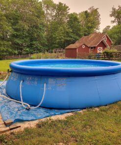 Intex 26175EH Easy Set 18 Feet by 48 Inch Round Inflatable Outdoor Backyard Above Ground Swimming Pool Set with Cover, Ladder, and Filter, Blue 18FT x 48IN 47 913crAm98sL