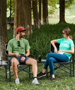 Alternative view of TIMBER RIDGE Lightweight Oversized Camping Chair, Portable Aluminum Directors Chair with Side Table for Outdoor Camping, Lawn, Picnic and Fishing, Supports 400lbs (Black) Ideal Gift Black