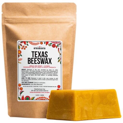 Bees Wax for Candle Making | Raw Beeswax for Candles, Food Grade | 100 Pure Beeswax Bar For Lotion Making and Lip Balms Making | 1 lb (16 oz) by Better Shea Butter 1 Pound (Pack of 1)