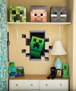 Alternative view of (Set of 4) LucyM Wall Decal Digging Steve; Creeper Inside Wall; Baby Pig; Baby Cow