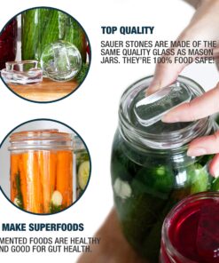 Fermentology Sauer Stone Glass Weights – Pickling and Fermenting Weights - Set of 4 - Wide Mouth Mason Jar Fermentation Wide Mouth 4PK 9 913lZxaK9jL
