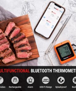ThermoPro Wireless Meat Thermometer of 650FT for Smoker Oven, Bluetooth Grill Thermometer with Dual Probes, Smart Rechargeable BBQ thermometer for Cooking Turkey Fish Beef 2 Probes 26 913rYqCQQ4L