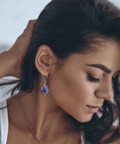 Body Candy Handcrafted 925 Silver Purple Dichroic Drop Dangle Earrings Created with Crystals 30 913s2JMEaqL