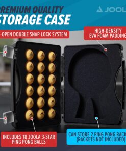 JOOLA Tour Carrying Case - Ping Pong Paddle Case with 18 40mm 3 Star Competition Ping Pong Balls and Space for Storing 2 Standard Table Tennis Rackets - Durable High Density Case with EVA Foam Lining Blue 14 913vlm3WiFL