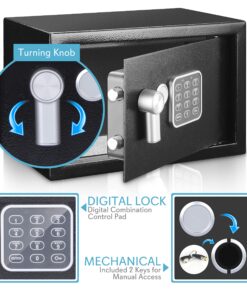 SereneLife Premium Steel Digital Safe Box - 9.1" x 6.7" x 6.7" | Secure Storage for Cash, Firearms, Jewelry & More | Great For Hotels, Cabinets & Home Use | Electronic & Mechanical Access - 2 Keys 20 914CoHkDqL 2