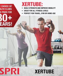 SPRI Xertube Resistance Bands with Handles – All Exercise Cords Sold Separately with Home Gym Workout Fitness Door Anchor Attachment Option With Door Attachment Blue Heavy 10 914MXvCbSzL