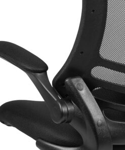 Flash Furniture Kelista Mid-Back Swivel Office Chair with Adjustable Lumbar Support and Seat Height, Ergonomic Mesh Desk Chair with Flip-Up Armrests, Black Black Mesh Set of 1 46 914PmPVDKL