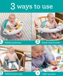 Infantino Music & Lights 3-in-1 Discovery Seat and Booster - Convertible, Infant Activity and Feeding Seat with Electronic Piano for Sensory Exploration, for Babies and Toddlers, Teal 27 914RpPNc9FL