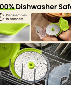 Kitchy Pizza Cutter Wheel with Protective Blade Cover, Ergonomic Pizza Slicer (Green) Green 26 914S2aTiozL