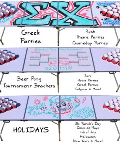 GoPong 8 Foot Portable Beer Pong / Tailgate Tables (Black, Football, American Flag, or Custom Dry Erase) 8-Feet 18 914W ZcLsZL