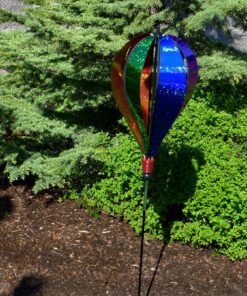Alternative view of In the Breeze Rainbow Glitter 6-Panel Hot Air Balloon Ground Spinner