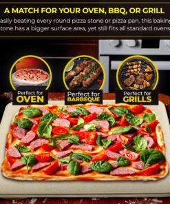 Pizza Stone - Baking Stone. SOLIDO Rectangular 14"x16" - Perfect for Oven, BBQ and Grill 32 914a 0YYisL