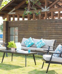 QILLOWAY Polyester Outdoor Chair Cushion Set,Outdoor Cushions for Patio Furniture.Tan/Grey Tan/Grey 22 914bS6F9YZL