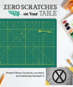 Crafty World 12 x 18 Cutting Mat for Sewing, Self Healing Double Sided Quilting Crafts Mat - Fabric Cutting Mat - Non Slip surface - Rotary Cutting Board A3-12x18 Green 21 914cLDEea6L