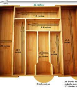 Expandable Bamboo Silverware Organizer 6-8 Slots Adjustable Amazing Drawer Inserts with Deep Dividers. EASY TO INSTALL, Storage of Flatware , Cutlery, Wooden or Stainless Utensil - Kitchen Knives 27 914cmwNl62L