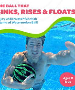 Watermelon Ball The Original Pool Toys for Kids Ages 8-12 - 9 Inch Pool Ball for Teens, Adults, Family - Pool Games, Pool Toys, Fun Swimming Pool Games, Water Football, Tag, Diving and Beach Ball Play 9 inch Ball - Green 17 914hrfqTVL