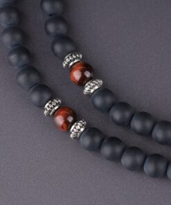 COAI 108 Japa Mala 7 Chakra Stone Wrap Bracelet Necklace Matte Onyx 26 914i 5VF6lL