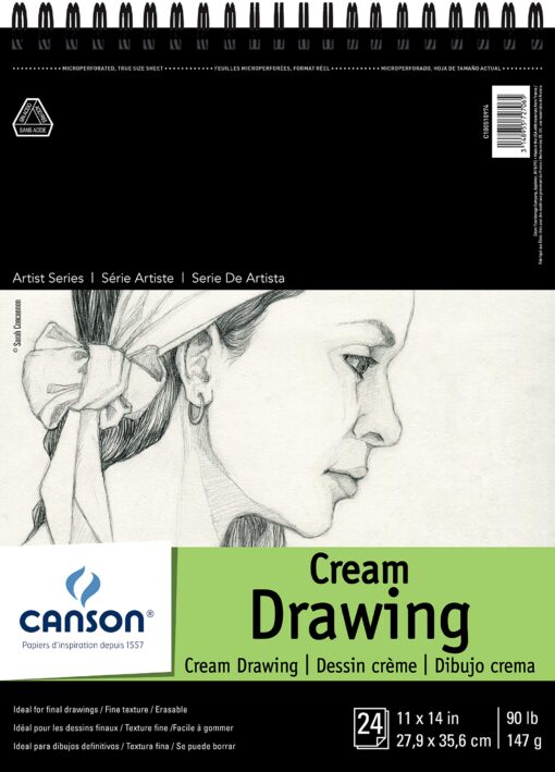 Canson Artist Series Cream Drawing Pad 11" x 14", Top Wire Bound, 24 Sheets (100510974) 11x14