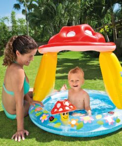 INTEX 57114EP Mushroom Baby Pool: Built-In Mushroom Shade – Soft Inflatable Floor – Durable Vinyl – Ages 1-3 – 40" x 35" 17 914s1jvJwGL